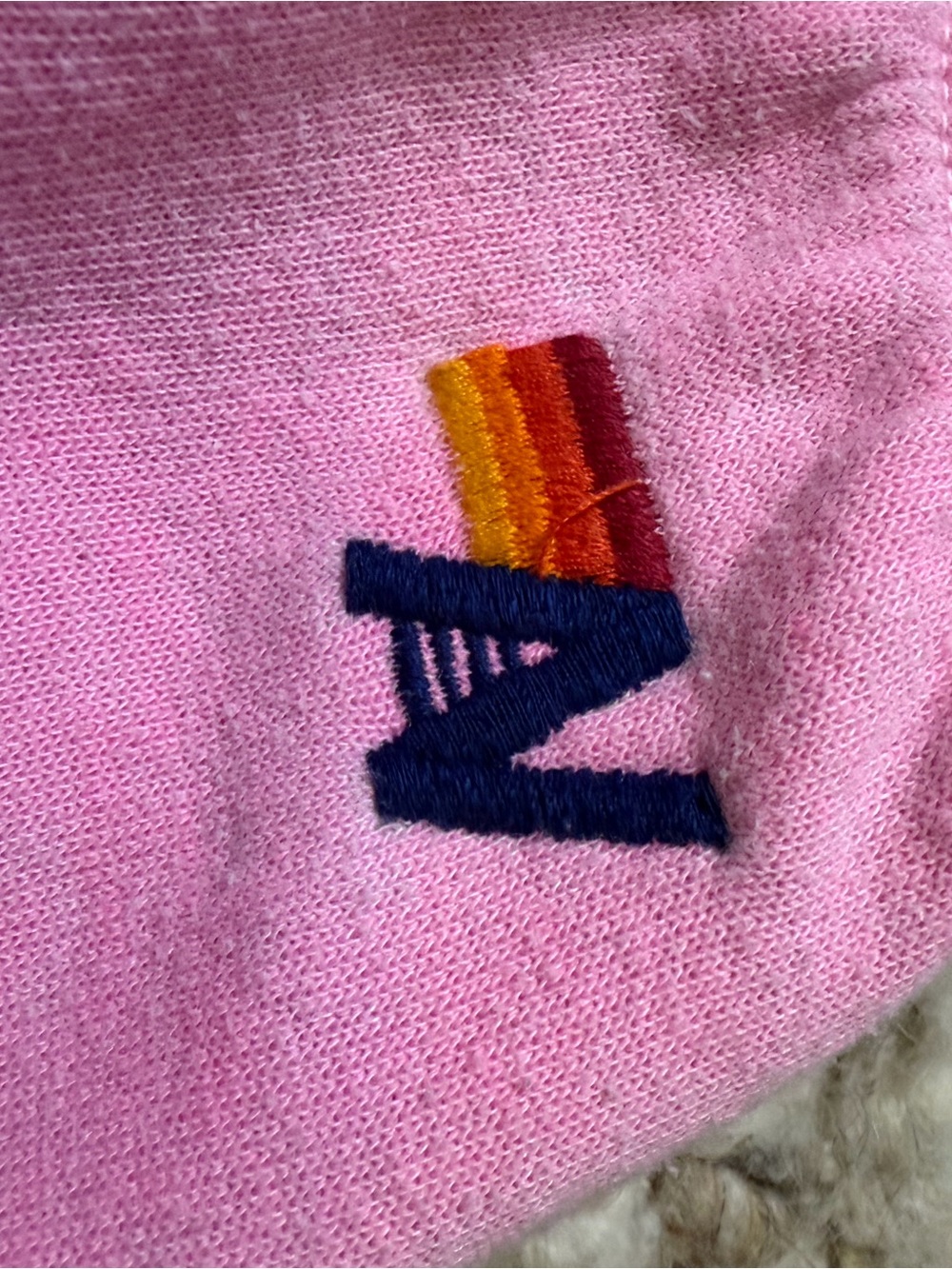 Aviator Nation Pink Fleece Joggers with Rainbow Side Script - Picture 7 of 7